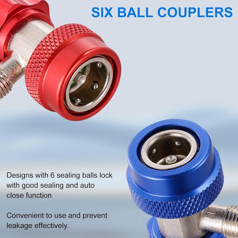 Tigbear R134A Adapter Quick Coupler, R134A Quick Coupler Adapter, Adjustable R134A Adapters and AC Hose Fittings with 1/4" Flares, for R134A Car AC System - Image 3